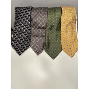 LOT of 4 EUC Jos A Bank Classic Silk neckties gold black green yellow